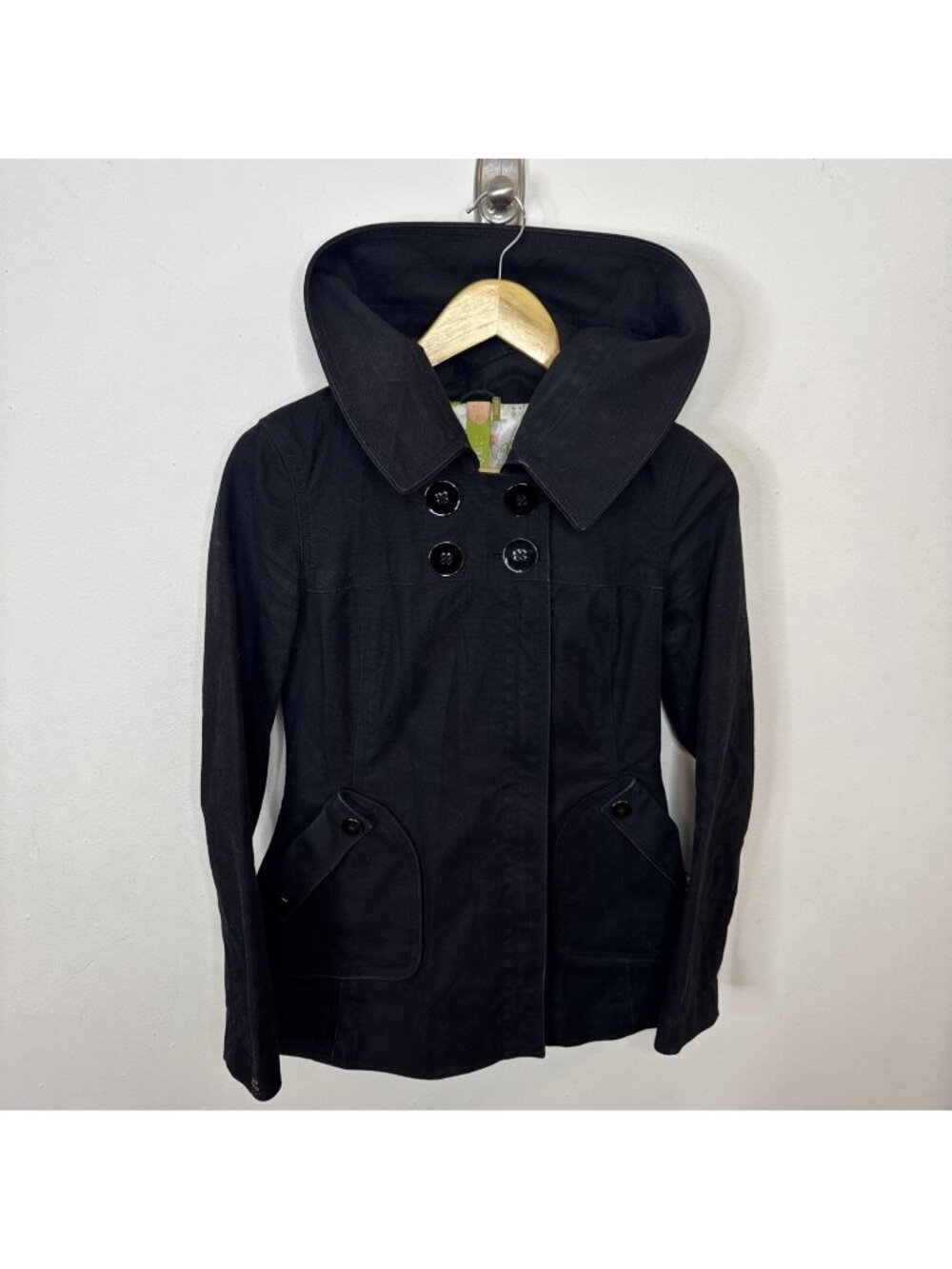 Soia Kyo Woman XS Canvas Coat Jacket Casual Black